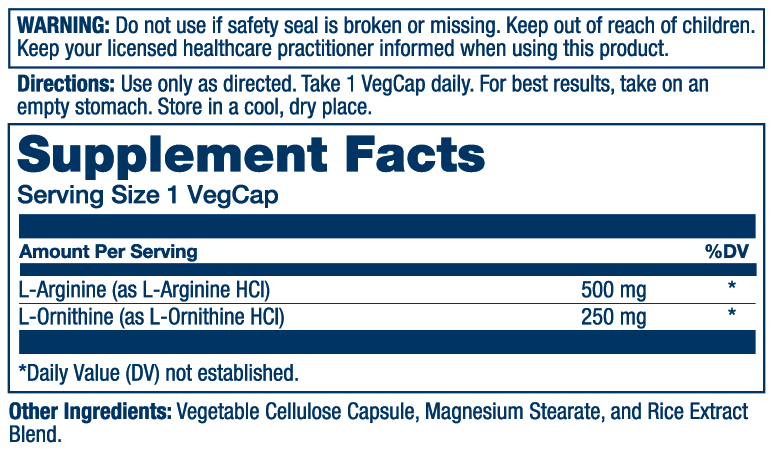 L-Arginine & L-Ornithine, 500mg - Image 2